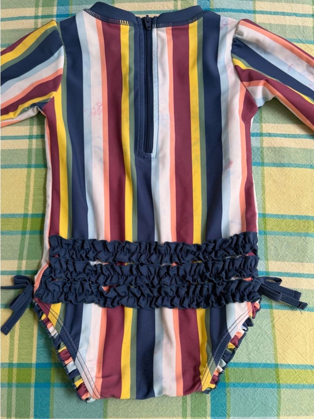 Ruffle Butts Multi-Stripe Ruffle One-Piece Swimsuit